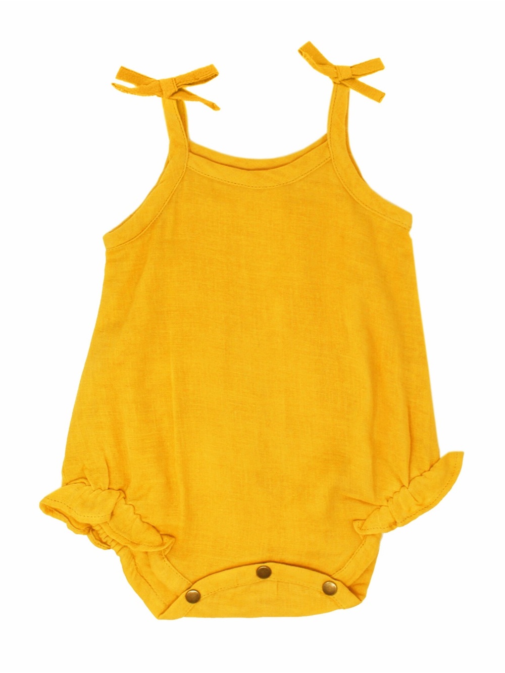 6-9m NWT L'ovedbaby Girls Organic Muslin Tie-Shoulder Bodysuit- Saffron Yellow